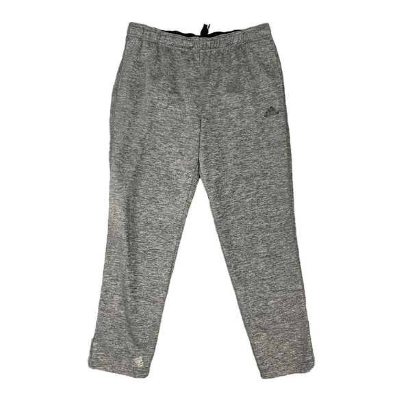 Adidas Sweatpant Mens L Large Grey Fleece Drawstring Elastic Waist Climawarm - Picture 1 of 15